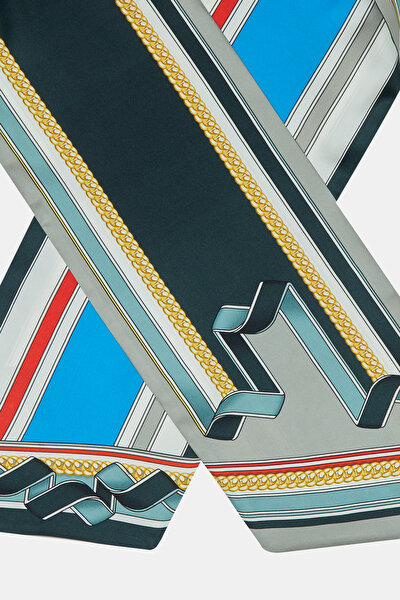 ANTRASIT GEOMETRIK DESENLI TWILL FULAR 3