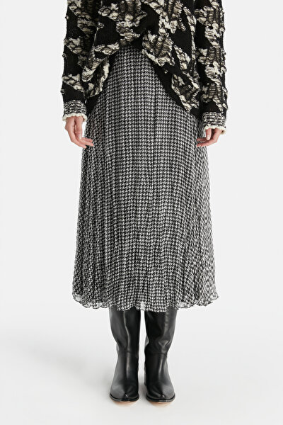 GREY PIED DE POULE MİDİ SKIRT 3