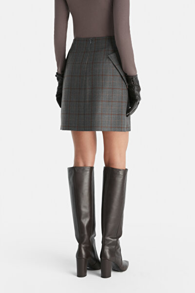 TAN CHECK MINI SKIRT 4
