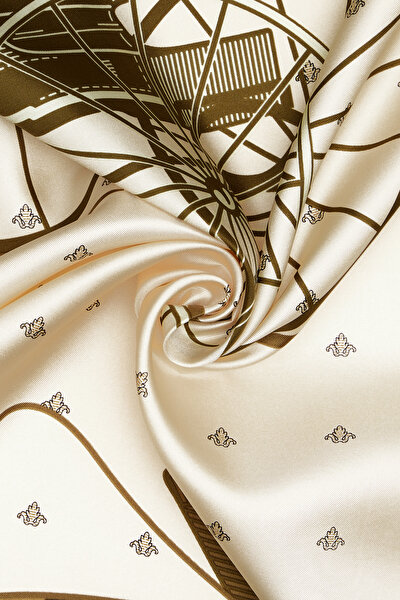 CREAM OBJECT DESIGN TWILL SCARF 3