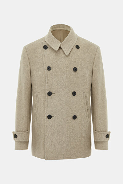 BEIGE WOOL/CASHMERE REEFER JACKET 5