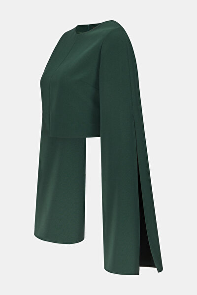 OIL GREEN BASIC / ROUND NECKLINE LONG SLEEVE BLOUSE 3