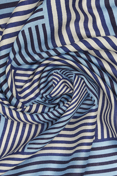 DARK BLUE GEOMETRIC DESIGN VOILE SILK GAVROŞ 3