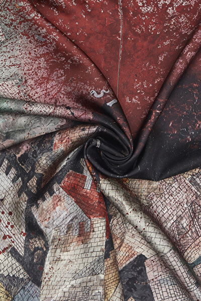 BLACK GEOMETRIC DESIGN TWILL SCARF 3