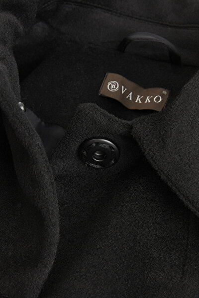 BLACK WOOL SHORT REEFER JACKET 3