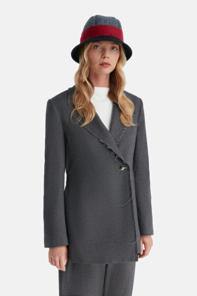 NAVY BLUE SURPLICE NECKLINE (CROSS-OVER NECKLINE) JACKET 3