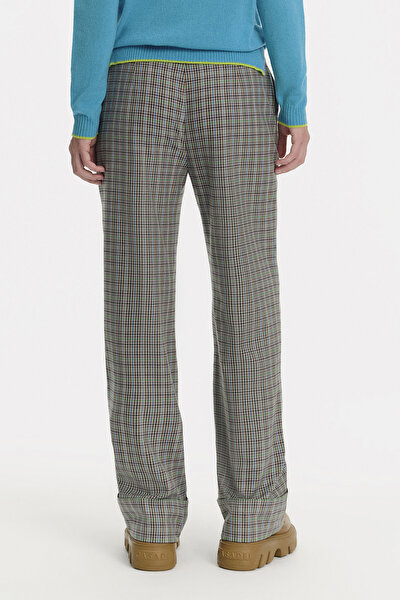 MULTICOLOR CHECK STRAIGHT CUT TROUSERS 3