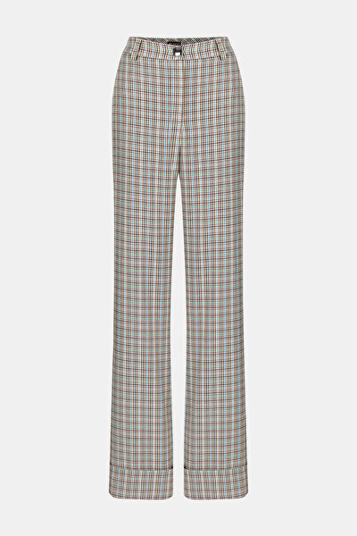 MULTICOLOR CHECK STRAIGHT CUT TROUSERS 4