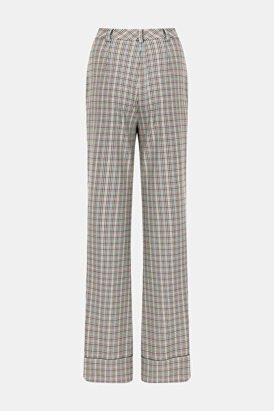 MULTICOLOR CHECK STRAIGHT CUT TROUSERS 5