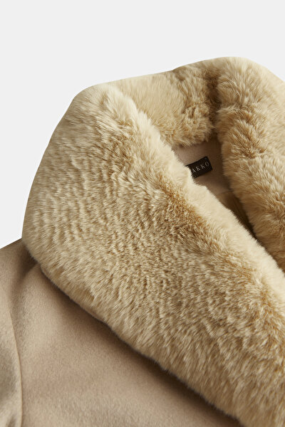 BEIGE WOOL/POLYAMIDE OVERCOAT 4