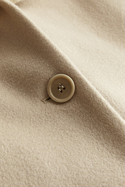 BEIGE WOOL/POLYAMIDE OVERCOAT 5