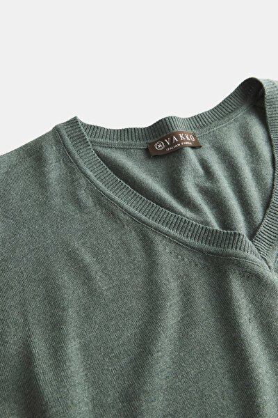 GREEN V NECK TRICOT JERSEY 3
