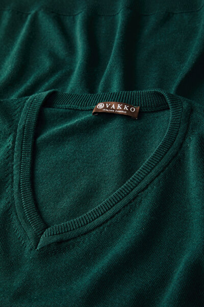 GREEN V NECK TRICOT JERSEY 3