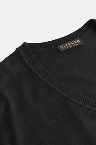 BLACK V NECK TRICOT JERSEY 3
