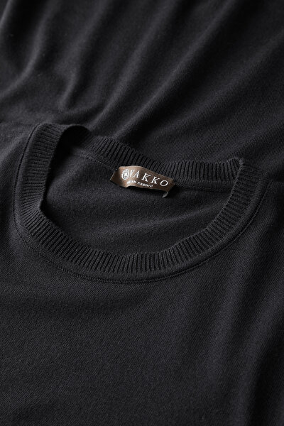 BLACK BASIC / ROUND NECKLINE TRICOT JERSEY 3