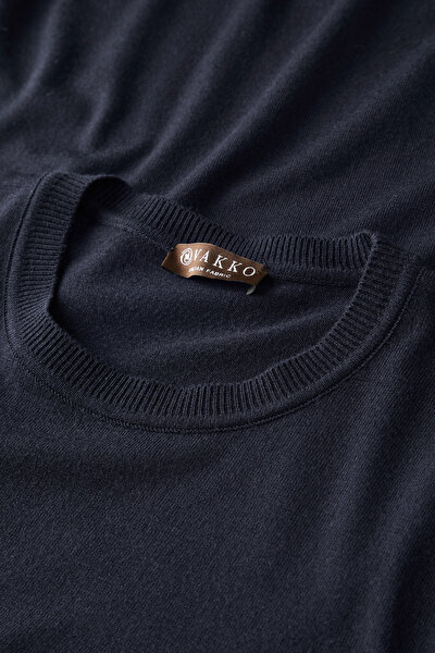 NAVY BLUE BASIC / ROUND NECKLINE TRICOT JERSEY 3