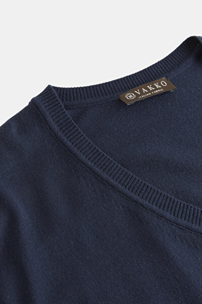 NAVY BLUE V NECK TRICOT JERSEY 3