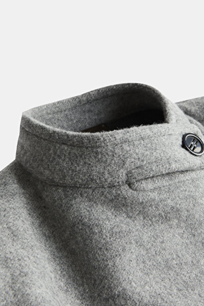 ANTHRACITE WOOL/CASHMERE BELOW THE KNEE REEFER JACKET 3
