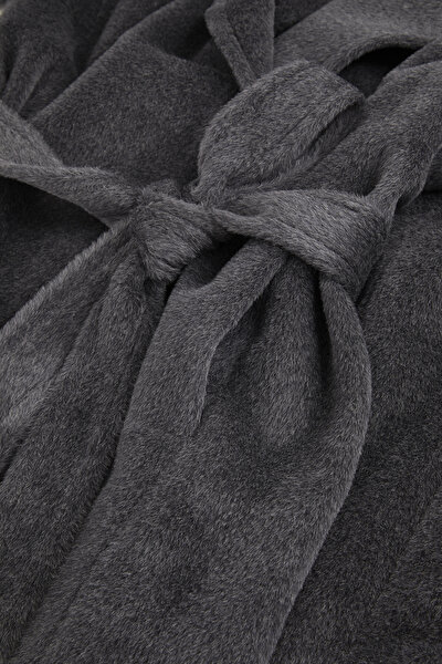 GRAY MELANGE ALPACA WOOL BELOW THE KNEE REEFER JACKET 4