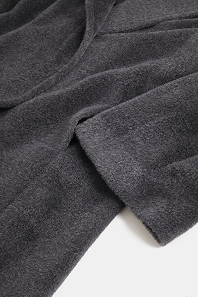 GRAY MELANGE ALPACA WOOL BELOW THE KNEE REEFER JACKET 5