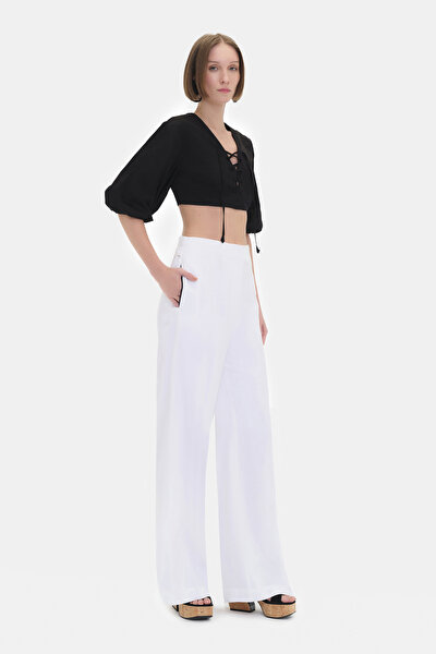 WHITE WIDE LEG TROUSERS 4