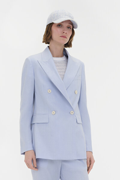 BLUE SURPLICE NECKLINE (CROSS-OVER NECKLINE) JACKET 3