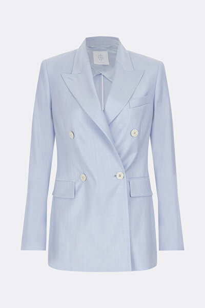 BLUE SURPLICE NECKLINE (CROSS-OVER NECKLINE) JACKET 5