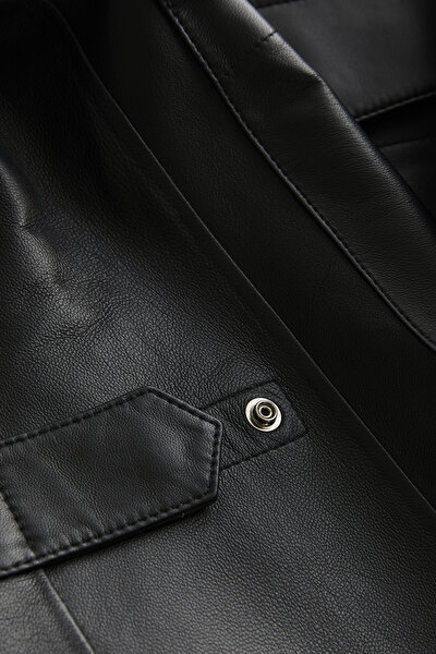 BLACK LEATHER COAT 5