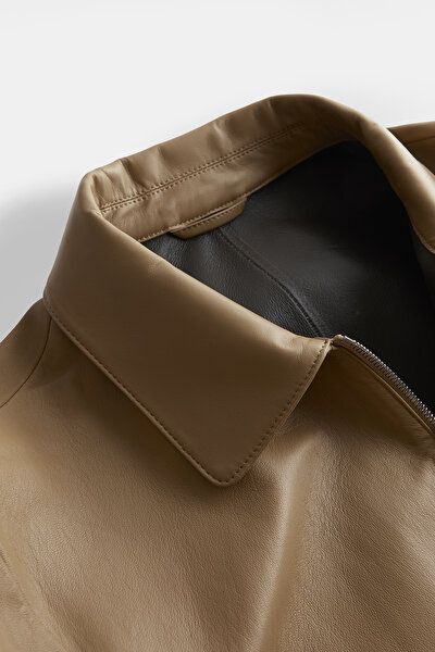 BEIGE LEATHER COAT 3