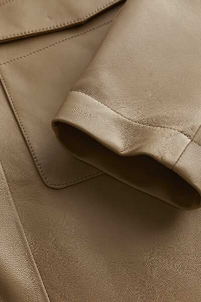 BEIGE LEATHER COAT 4