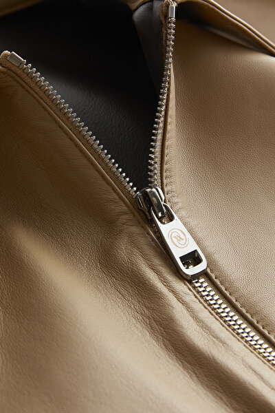 BEIGE LEATHER COAT 5