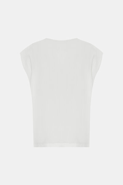 WHITE BASIC / ROUND NECKLINE SHORT SLEEVE BLOUSE 5