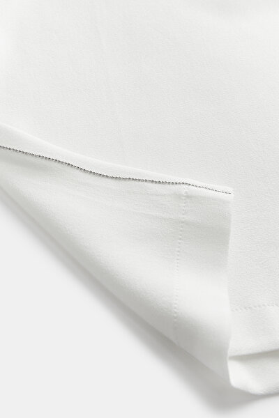 WHITE BASIC / ROUND NECKLINE SHORT SLEEVE BLOUSE 8