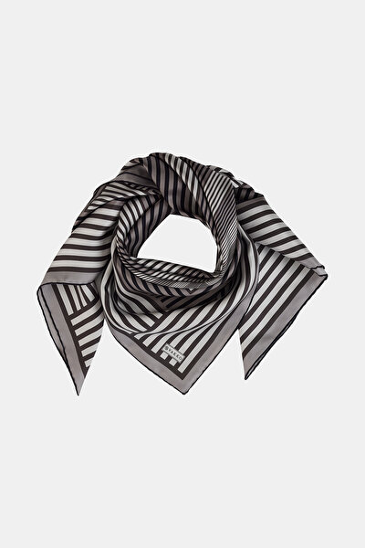 GRİ SİYAH GEOMETRİK DESENLİ TWILL EŞARP 3