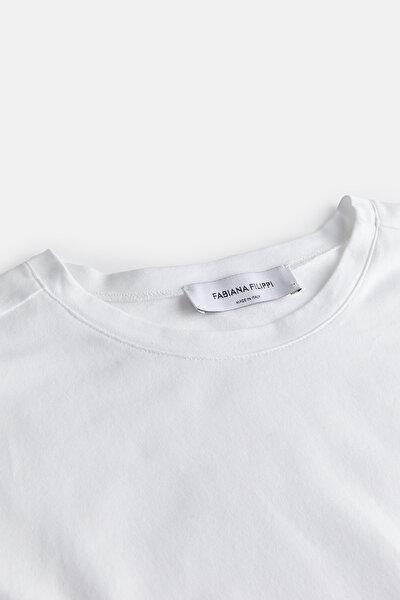 BEYAZ O YAKA KISA KOLLU T-SHIRT 3