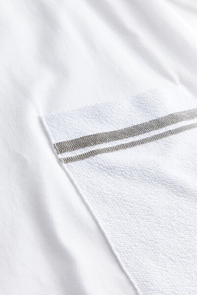 BEYAZ O YAKA KISA KOLLU T-SHIRT 4