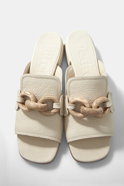 ECRU LEATHER SLIPPER 5