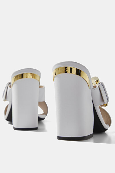 WHITE LEATHER SLIPPER 5
