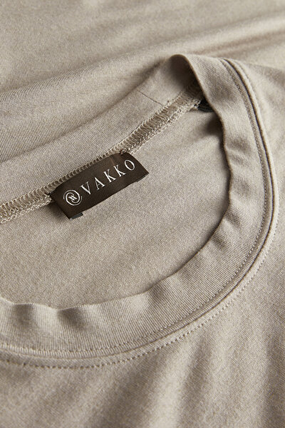BEIGE BASIC / ROUND NECKLINE LONG SLEEVE TSHIRT 3