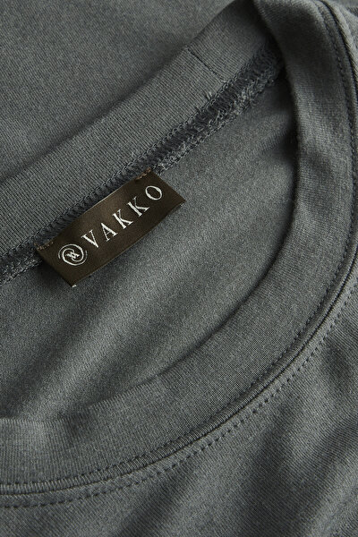 GREY BASIC / ROUND NECKLINE LONG SLEEVE TSHIRT 3