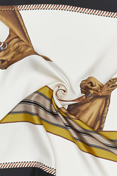 ECRU ANIMAL FIGURED TWILL SCARF 3