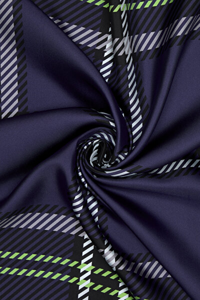 NAVY BLUE CHECK TWILL SCARF 3