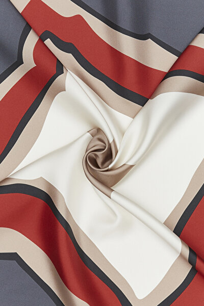 ANTHRACITE GEOMETRIC DESIGN TWILL SCARF 3