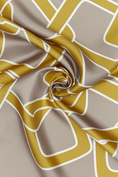 GOLD GEOMETRIC DESIGN TWILL SCARF 3