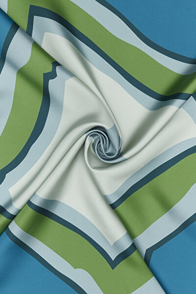 OIL GREEN GEOMETRIC DESIGN TWILL SCARF 3