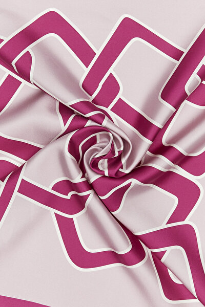 FUCHSIA GEOMETRIC DESIGN TWILL SCARF 3