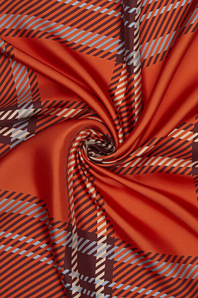 ORANGE CHECK TWILL SCARF 3