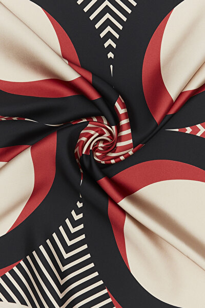 BLACK GEOMETRIC DESIGN TWILL SCARF 3