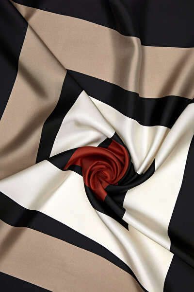 BLACK GEOMETRIC DESIGN TWILL SCARF 3