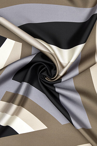 BLACK GEOMETRIC DESIGN TWILL SCARF 3